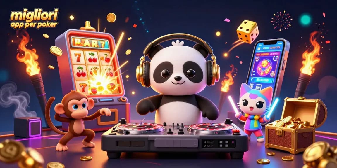 Gioca con le migliori app per poker tramite un DJ panda e altri personaggi animati