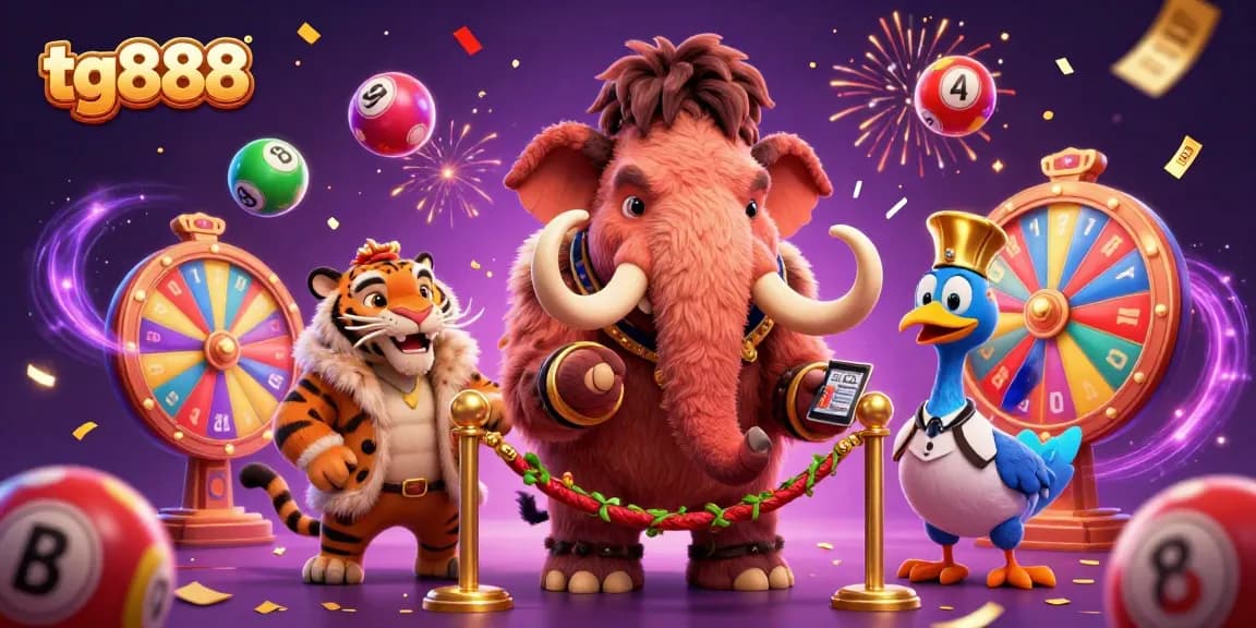 Experience thrilling gameplay at tg888 with our vibrant casino scene showcasing exciting lottery elements.