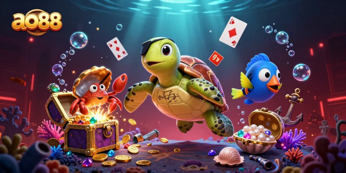 Spin the reels with ao88 and win treasures with vibrant casino-themed sea creatures.