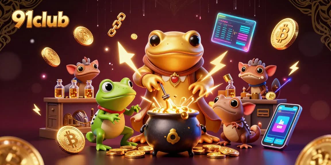Engage with 91club's captivating 3D illustration showcasing a dynamic casino scene filled with gold coins.