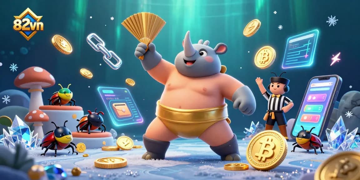 Engage with thrilling gameplay at 82vn as a sumo beetle champion scatters coins in an exhilarating gambling scene.