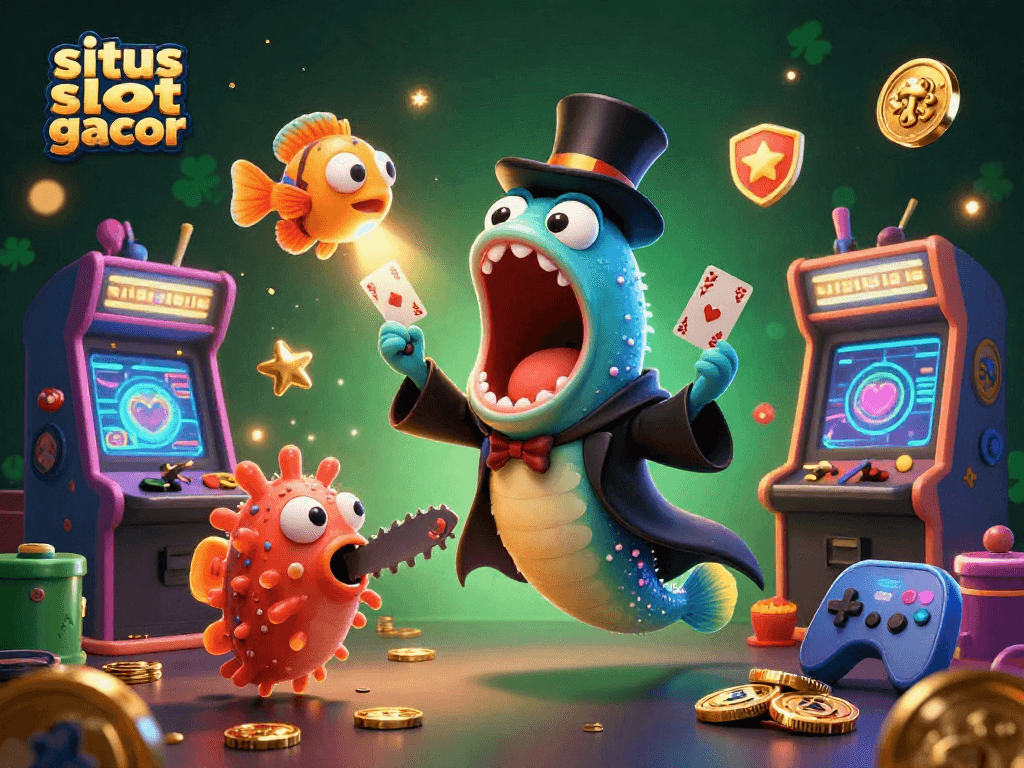 Engage in thrilling action at situs slot gacor, featuring vibrant slot elements and captivating characters.