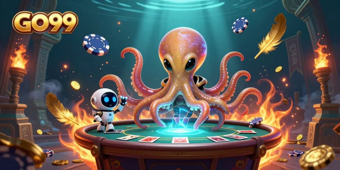 Engage in thrilling poker action with GO99, featuring alien characters at a vibrant table