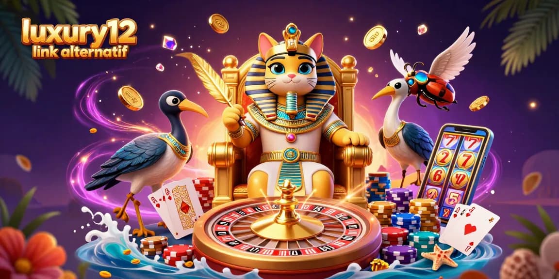 Experience the excitement of luxury12 link alternatif with vibrant casino elements in a dynamic 3D illustration.