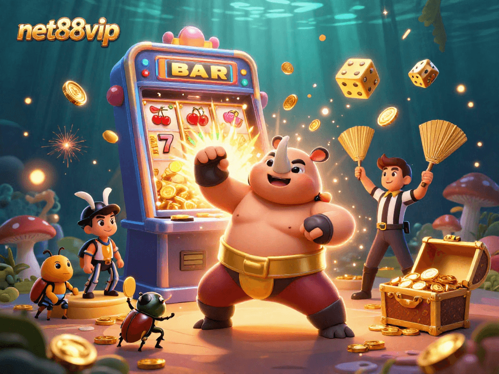Experience thrilling gameplay at net88vip with animated characters and casino elements in vibrant 3D.