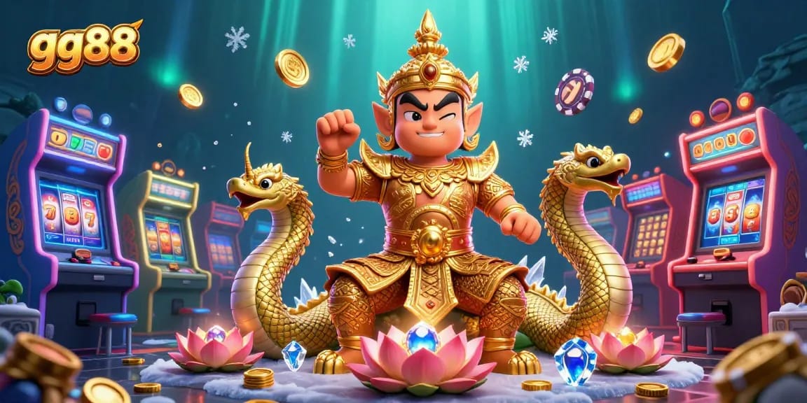 Experience thrilling gameplay with gg88, featuring colorful slot machines and dynamic casino elements in a vibrant scene.
