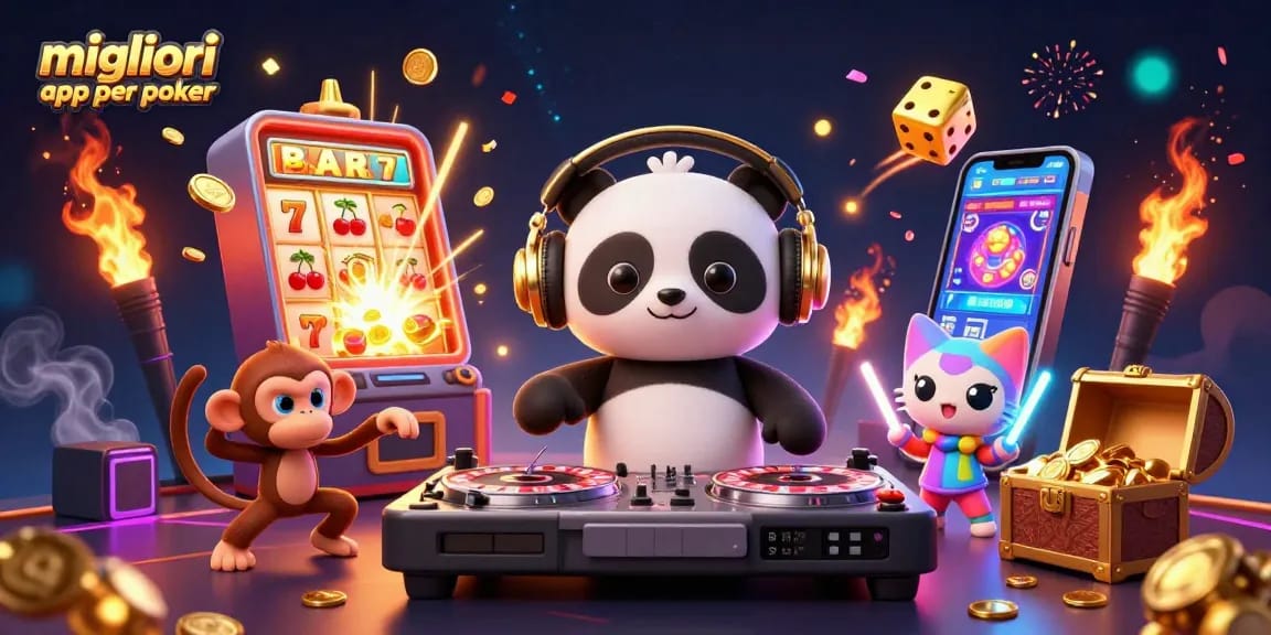 Gioca con le migliori app per poker tramite un DJ panda e altri personaggi animati