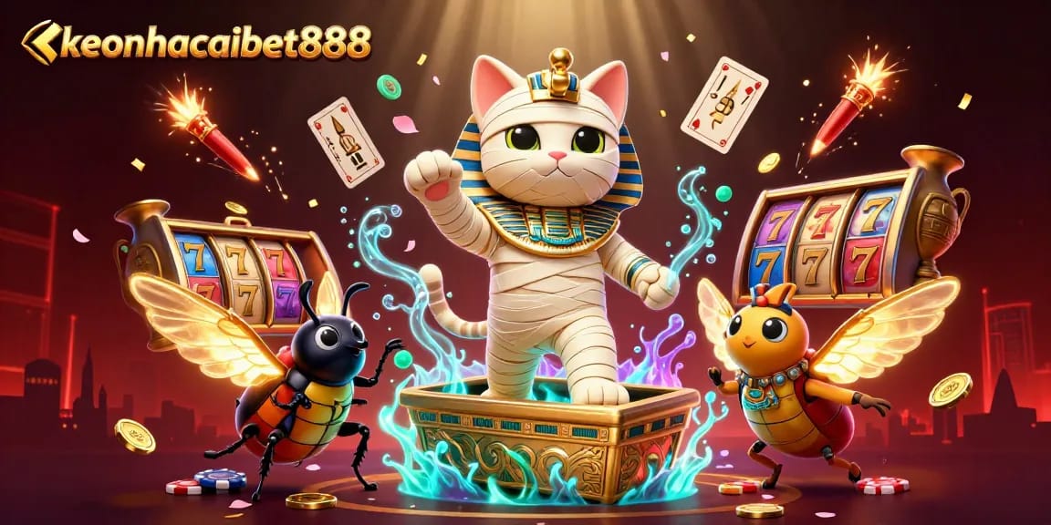 Engage in thrilling gaming adventures at keonhacaibet888 with a vibrant 3D casino scene.