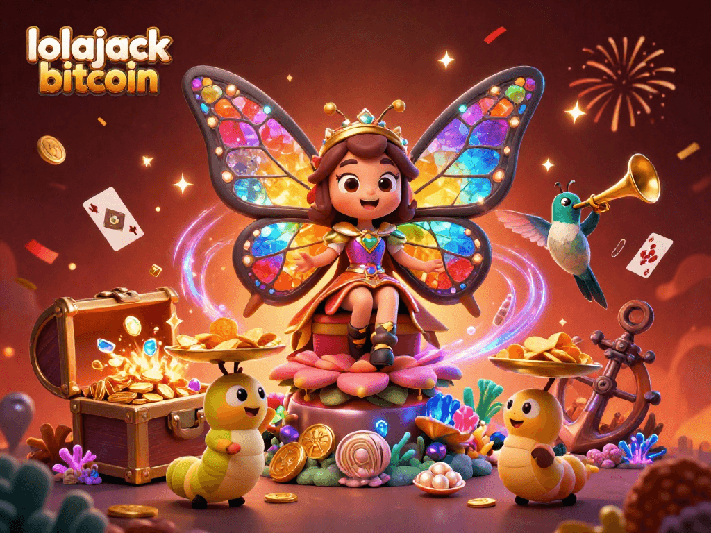 Experience the vibrant world of lolajack bitcoin in this rich casino-themed illustration.