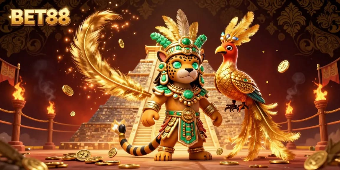 Spin big at BET88 with a vibrant 3D casino scene showcasing dynamic gaming elements and prizes.