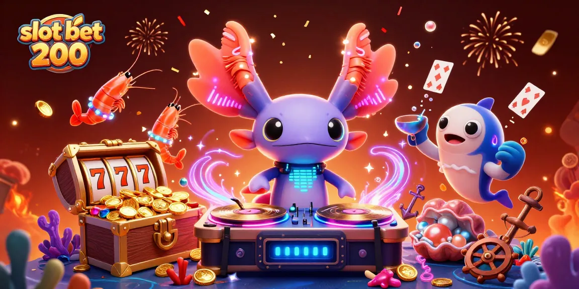 Win big at slot bet 200 with a vibrant underwater casino illustration filled with lively characters.