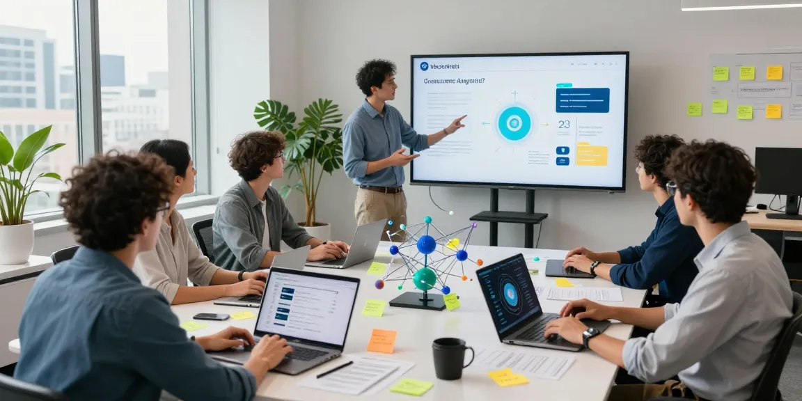 Collaborative tech office scene showcasing Web3 technologies and blockchain innovation