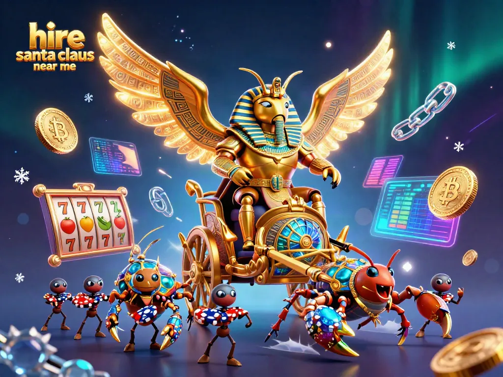 Engage festive excitement with a lively illustration of hire santa claus near me, showcasing vibrant casino elements and characters.