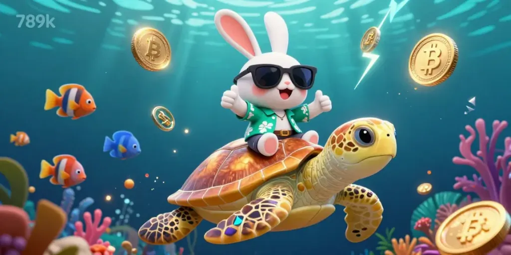 Experience 789k excitement with a lucky rabbit and golden turtle in this vibrant casino scene.