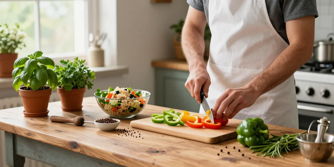 เว็บสล็อต แท้ 100 เปอร์เซ็นต์ nutrition-focused kitchen scene featuring a chef preparing a vibrant salad with fresh vegetables.