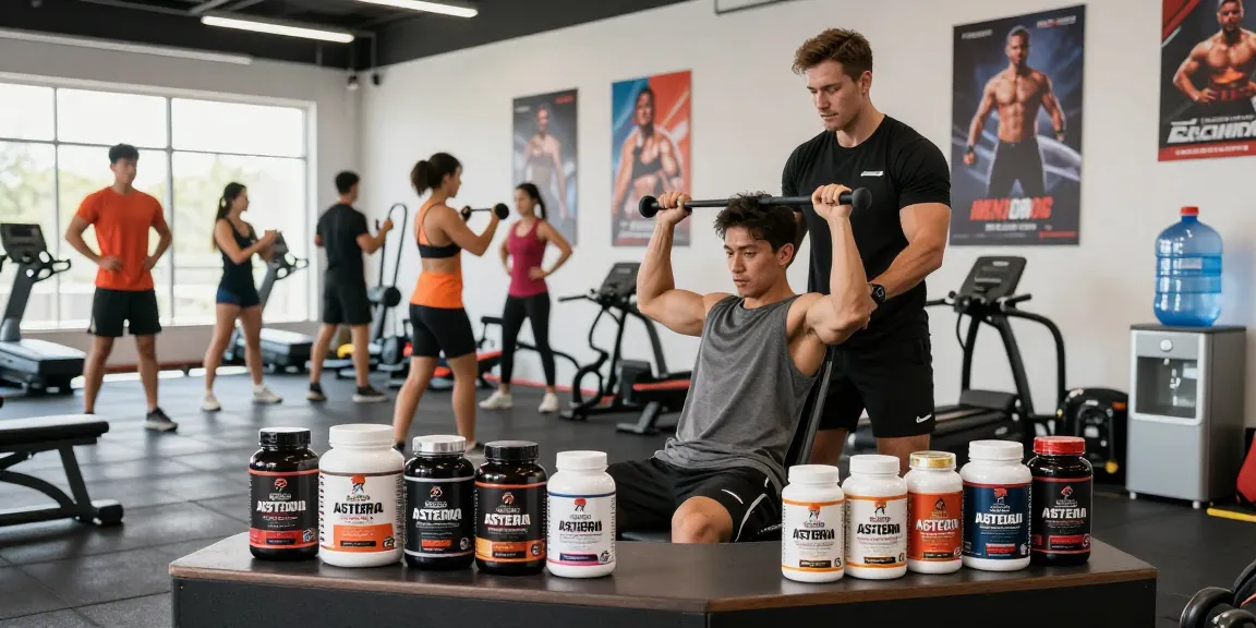 Fitness enthusiasts using Astera Shop steroids in a vibrant gym session focused on strength training and wellness.