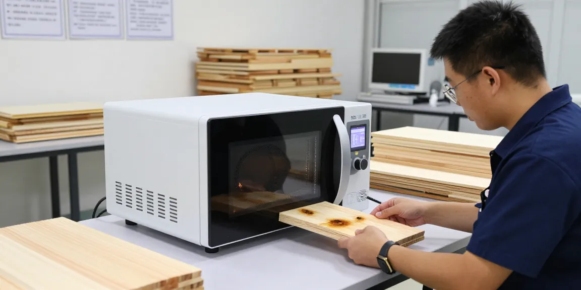 Shashel's innovative microwave equipment in use for fast pest elimination in wood treatment, showcasing effective technology.