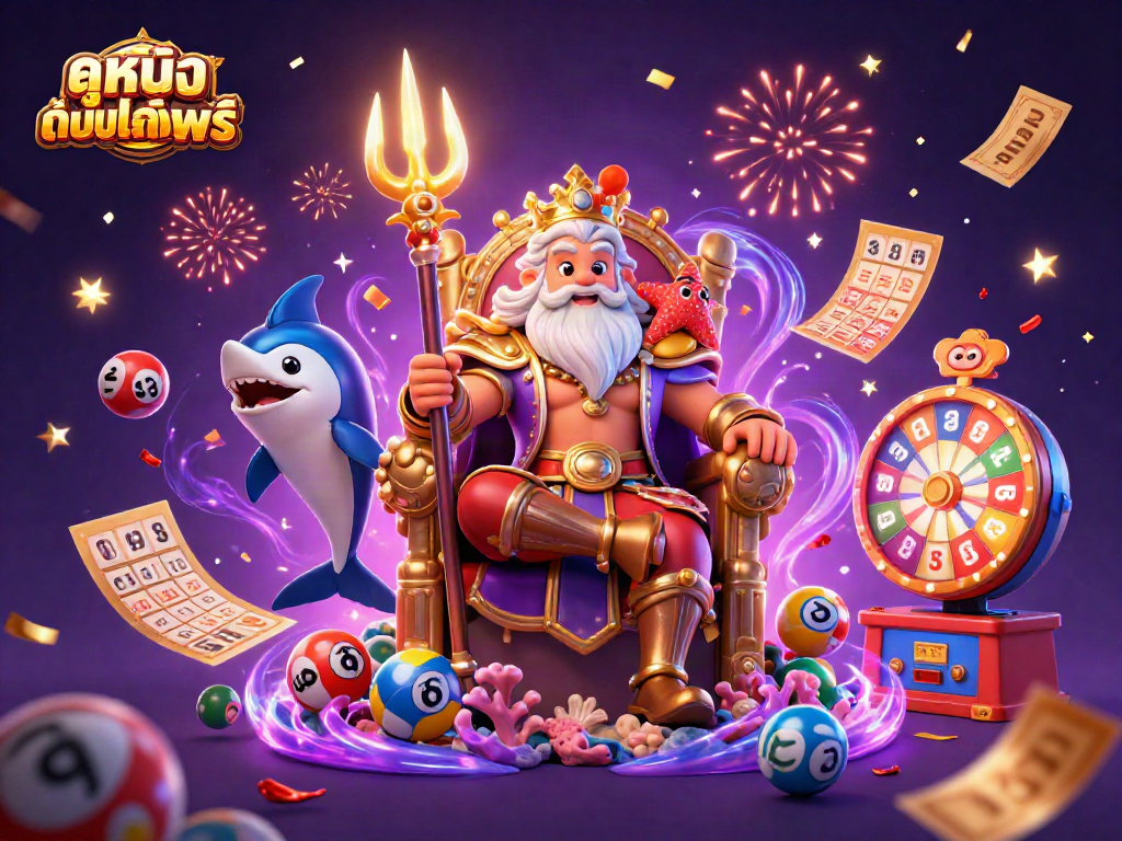 เล่นเกมหวยออนไลน์ฟรีในบรรยากาศที่มีตัวละครทะเลและกิจกรรมสุดสนุก