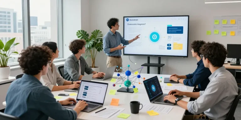 Collaborative tech office scene showcasing Web3 technologies and blockchain innovation
