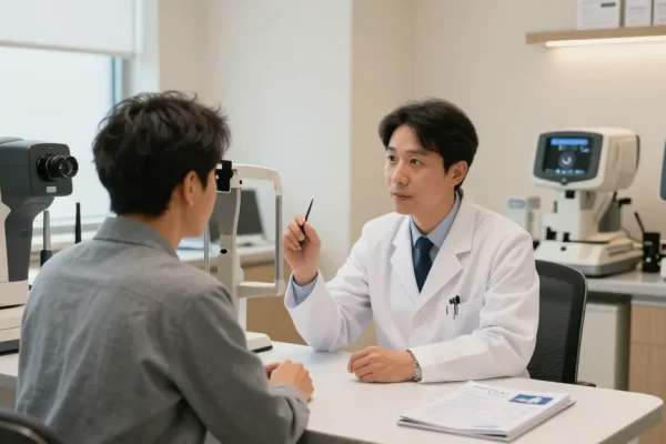 Patient consultation at SNU Eye Clinic, discussing snuseoul vision correction options.