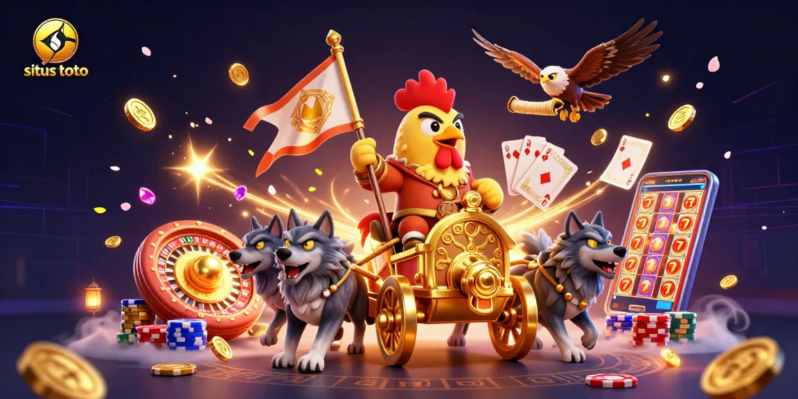 Experience situs toto with a lively scene showcasing a warlord and gambling elements.