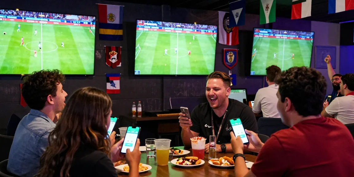 Exciting Gacor25 sports betting atmosphere during World Cup 2026 with fans placing bets and celebrating.