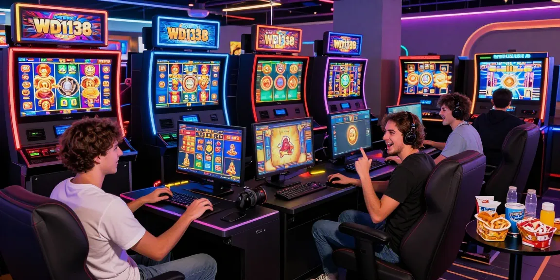 Players enjoying an immersive gaming session at wd138 with vibrant slot screens.