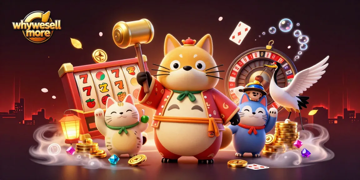 Pemimpin judi menikmati permainan slot dengan whywesellmore beruntung di dalam gambar cerah yang penuh warna.